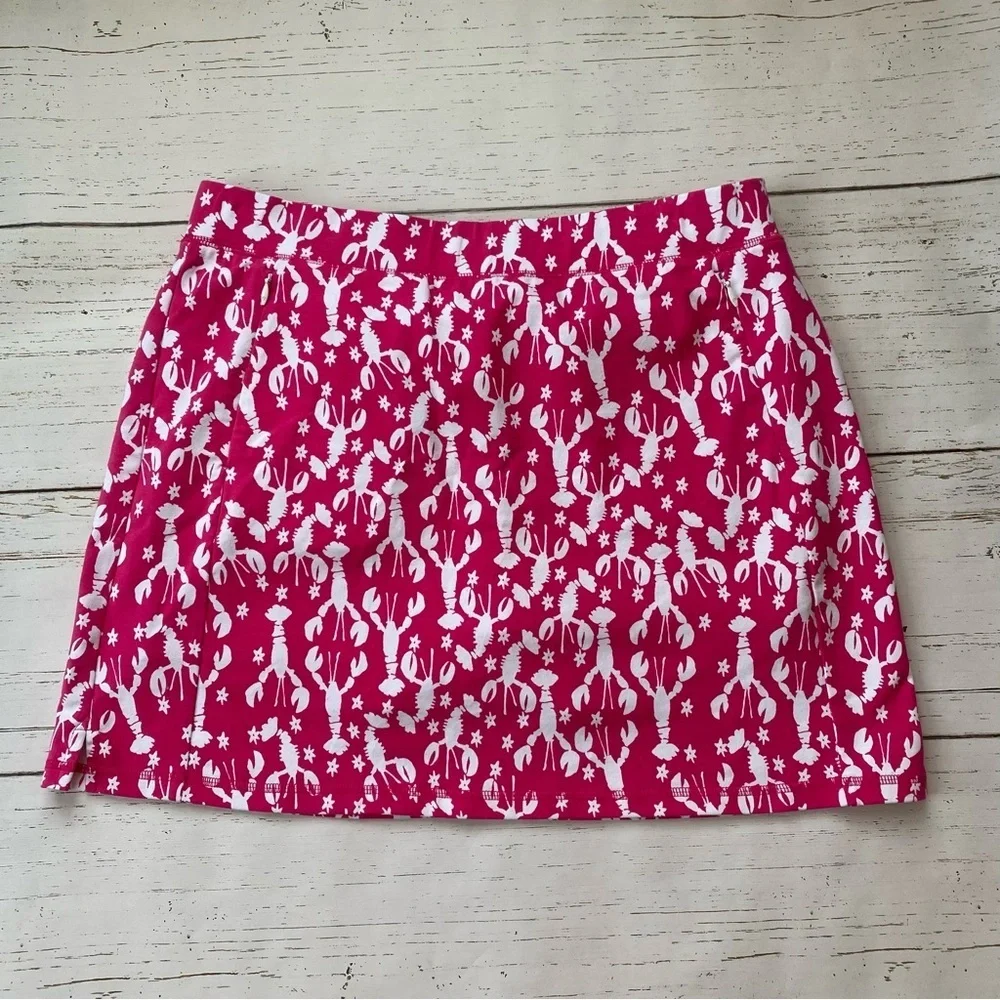 Talbots Pink Lobster Novelty print skirt skort size L